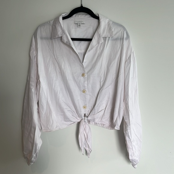 TOPSHOP White cotton shirt with knot - Picture 2 of 10